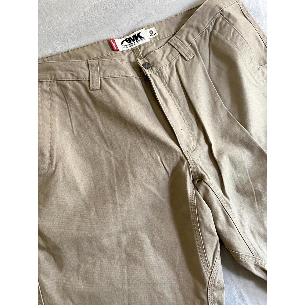Mountain Khakis Pants Mens 42X34 Beige Logo Cotton Broadway Fit Comfort Zip Fly